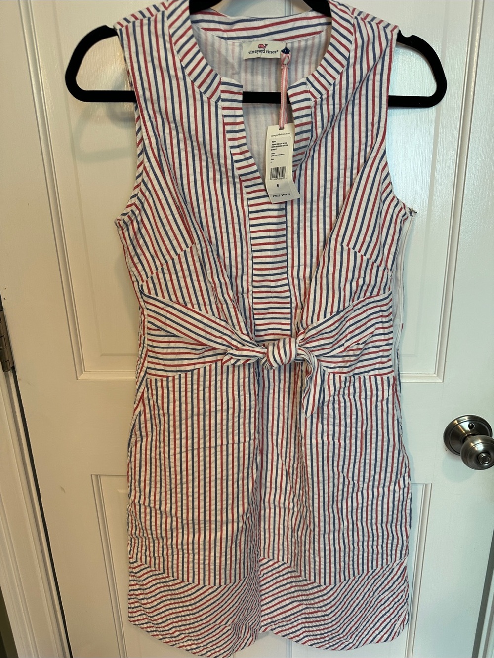 Vineyard Vines Red, Blue & White Striped Button Dress 6